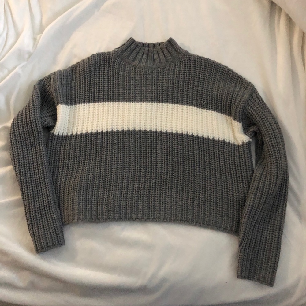 Grey and white sweater